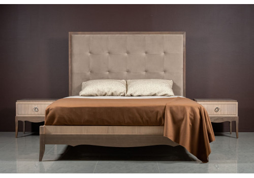 Кровать 160x200 с мягкой спинкой Монте-Карло, Дуб дымчатый/пепельный