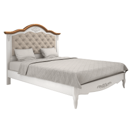 Кровать 90x200 с мягкой спинкой Тиволи WOOD, Молочный/Ясень