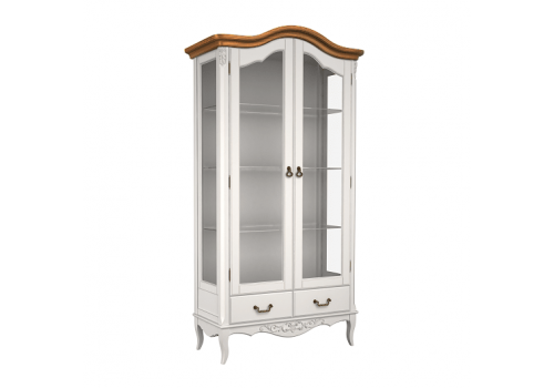 Сервант 2ств. с зеркальной задней стенкой Тиволи WOOD, Молочный/Ясень