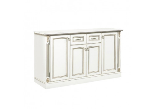 Комод 4х дверный Палермо Молочный/Патина Золото со структрой дерева
