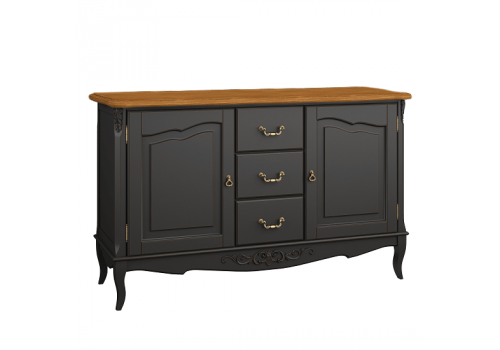 Комод 3 ящика+2 дверки Тиволи WOOD, Черный/Ясень