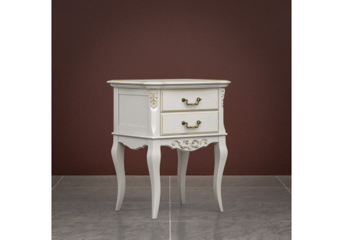 Тумба придиванная 2 ящика Тиволи, Молочный/Патина Золото