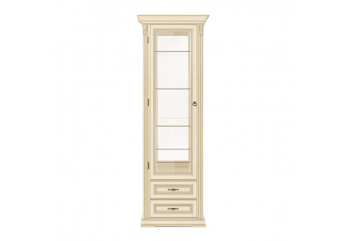 Витрина 1 дверная левая Палермо Ваниль/Патина Золото со структрой дерева