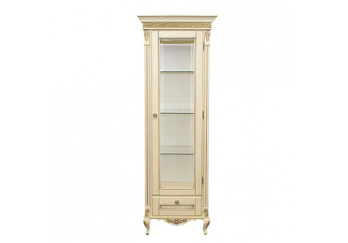 Витрина правая Неаполь, Ваниль/Патина Золото без структуры дерева