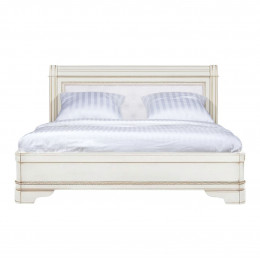 Кровать 180x200 с мягкой спинкой Палермо Молочный/Патина Золото со структрой дерева