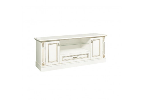 Тумба ТВ Палермо Молочный/Патина Золото со структрой дерева