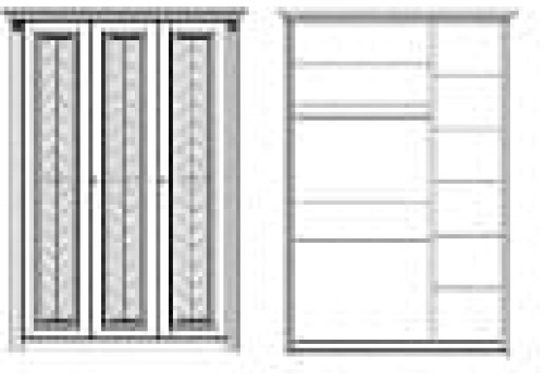 Шкаф 3 дверный Палермо Ваниль/Патина Золото со структрой дерева