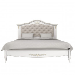 Кровать 180x200 с мягкой спинкой Тиволи, Молочный/Патина Золото