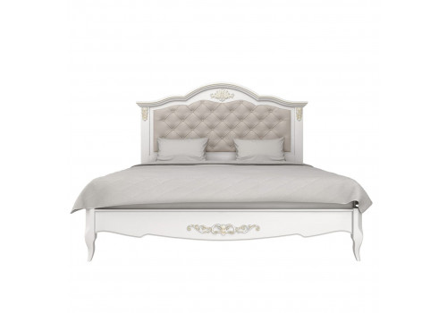 Кровать 180x200 с мягкой спинкой Тиволи, Молочный/Патина Золото