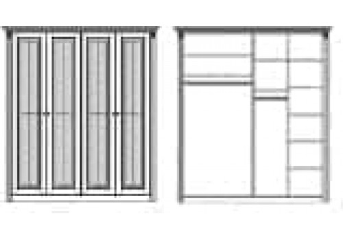 Шкаф 4 дверный Палермо Ваниль/Патина Золото со структрой дерева