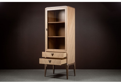 Витрина 1 дверная левая Барселона, Дуб медовый/Дуб серокоричневый