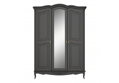 Шкаф 3х створчатый с зеркалом Тиволи, Черный