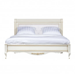 Кровать 160x200 с мягкой спинкой Неаполь, Молочный/Патина Золото без структуры дерева