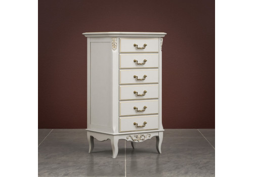 Комод высокий Тиволи, Молочный/Патина Золото