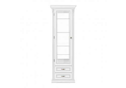 Витрина 1 дверная левая Палермо Белый/Патина Серебро со структурой дерева