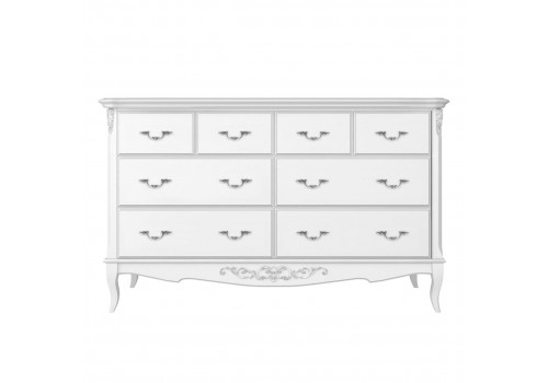 Комод 8 ящиков Тиволи, Белый/Патина Серебро