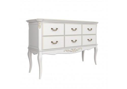 Консоль 6 ящиков Тиволи, Молочный/Патина Золото