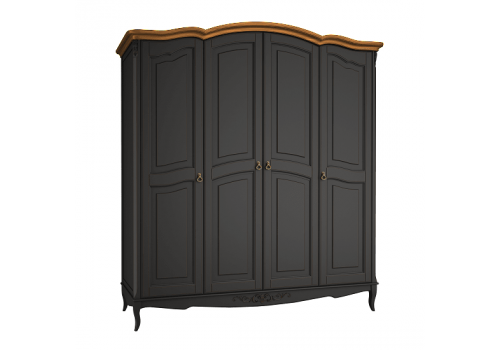 Шкаф 4х створчатый Тиволи WOOD, Черный/Ясень