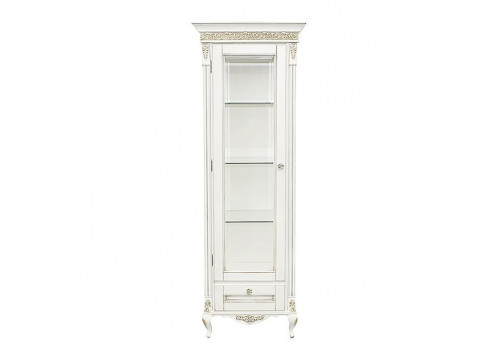 Витрина левая Неаполь, Молочный/Патина Золото без структуры дерева