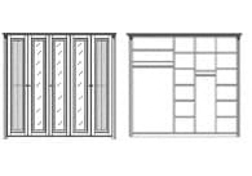 Шкаф 5 дверный с зеркалами Неаполь, Янтарь