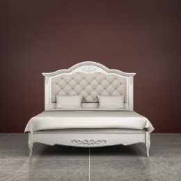 Кровать 160x200 с мягкой спинкой Тиволи, Молочный