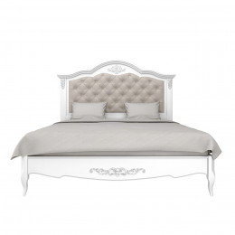 Кровать 200x200 с мягкой спинкой Тиволи, Белый/Патина Серебро