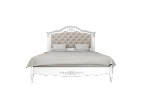 Кровать 200x200 с мягкой спинкой Тиволи, Белый/Патина Серебро