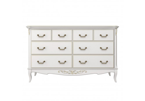 Комод 8 ящиков Тиволи, Молочный/Патина Золото