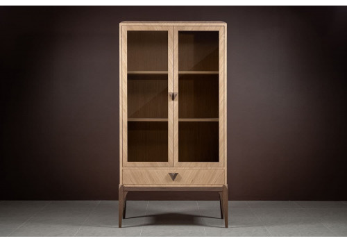 Витрина 2х дверная Барселона, Дуб медовый/Дуб серокоричневый