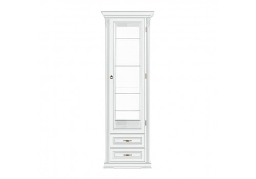 Витрина 1 дверная правая Палермо Белый/Патина Серебро со структурой дерева