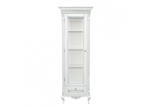 Витрина левая Неаполь, Белый/Патина Серебро без структуры дерева