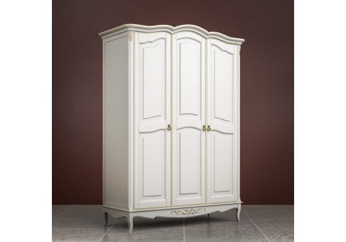 Шкаф 3х створчатый Тиволи, Молочный/Патина Золото