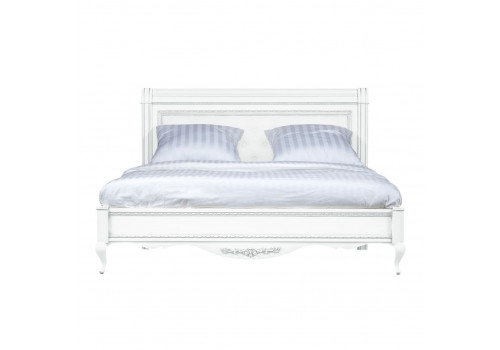 Кровать 180x200 с мягкой спинкой Неаполь, Белый/Патина Серебро без структуры дерева