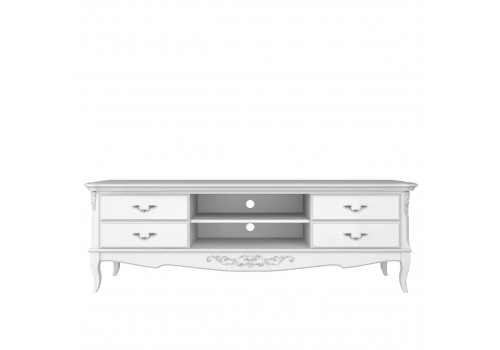 Тумба ТВ большая Тиволи, Белый/Патина Серебро