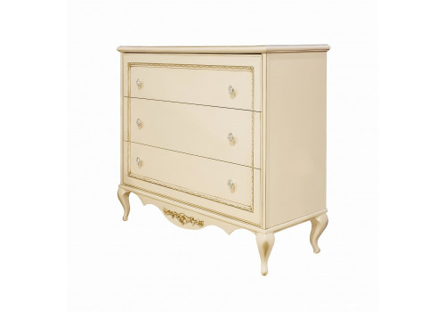 Комод малый Неаполь, Ваниль/Золото со структурой дерева