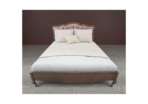 Кровать 160x200 Портофино с мягким изголовьем, Кварц/Патина коричневая