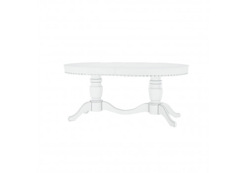 Стол овальный раскладной Палермо Белый/Патина серебро со структурой дерева