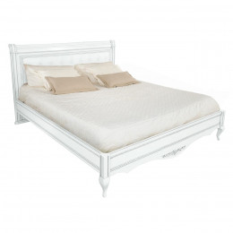Кровать 180x200 с мягкой спинкой Неаполь, Белый/Патина Серебро без структуры дерева