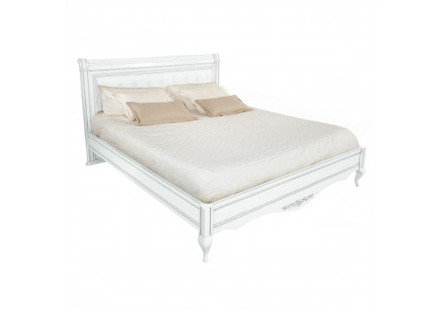 Кровать 180x200 с мягкой спинкой Неаполь, Белый/Патина Серебро без структуры дерева