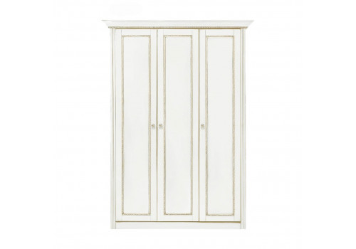 Шкаф 3 дверный Палермо Молочный/Патина Золото со структрой дерева