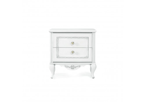 Тумба прикроватная Неаполь, Белый/Патина Серебро без структуры дерева