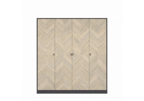 Шкаф 4х створчатый Альба, Дуб Серебристый/Мокко