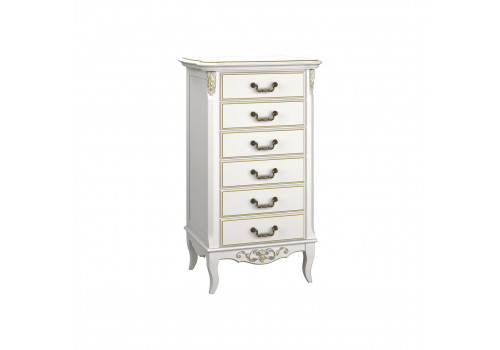 Комод высокий Тиволи, Молочный/Патина Золото