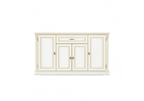 Комод 4х дверный Палермо Молочный/Патина Золото со структрой дерева