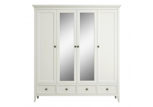 Шкаф 4х створчатый с зеркалами Бруклин, Молочный