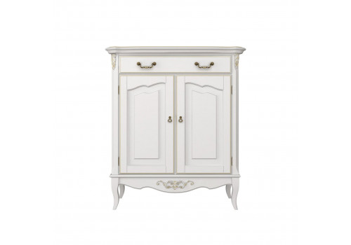 Комод 1 ящик +2 дверки Тиволи, Молочный/Патина Золото