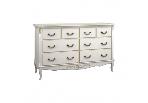 Комод 8 ящиков Тиволи, Молочный/Патина Золото