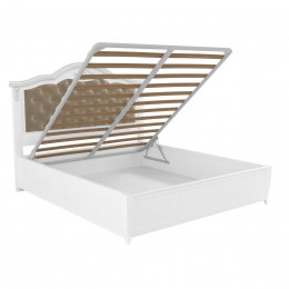 Кровать 180x200 с мягкой спинкой и подъемным механизмом Тиволи, Белый/Патина Серебро