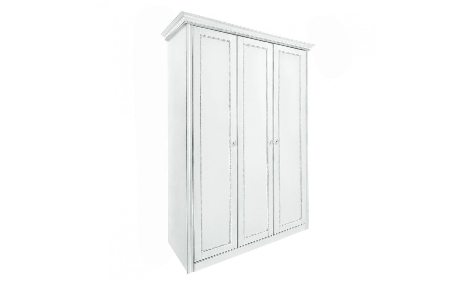 Шкаф 3 дверный Палермо Белый/Патина Серебро со структурой дерева