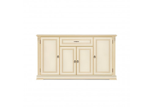 Комод 4х дверный Палермо Ваниль/Патина Золото со структрой дерева